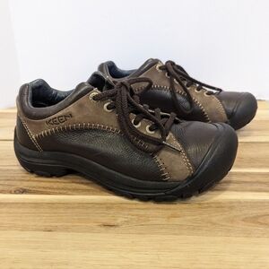 Keen Austin Brown Leather Oxfords Bowler Lace Up Bumper Toe